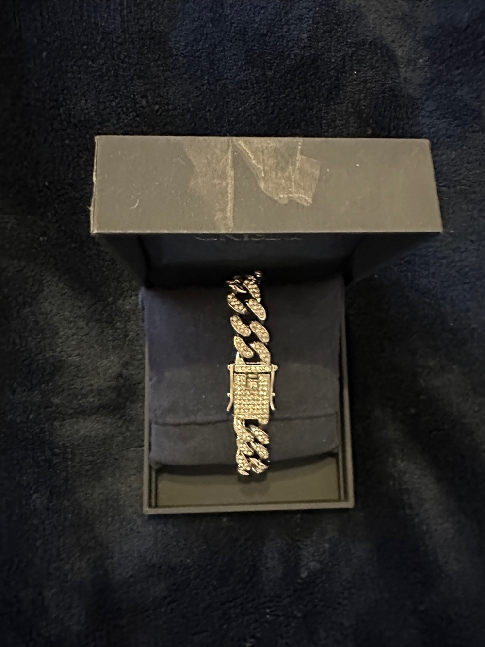 Pave Cuban Link Bracelet - Silver Tone